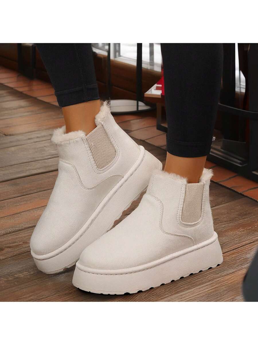 Women's Suede Winter Platform Boots Fuzzy Fluffy Boots Outdoor Mensa