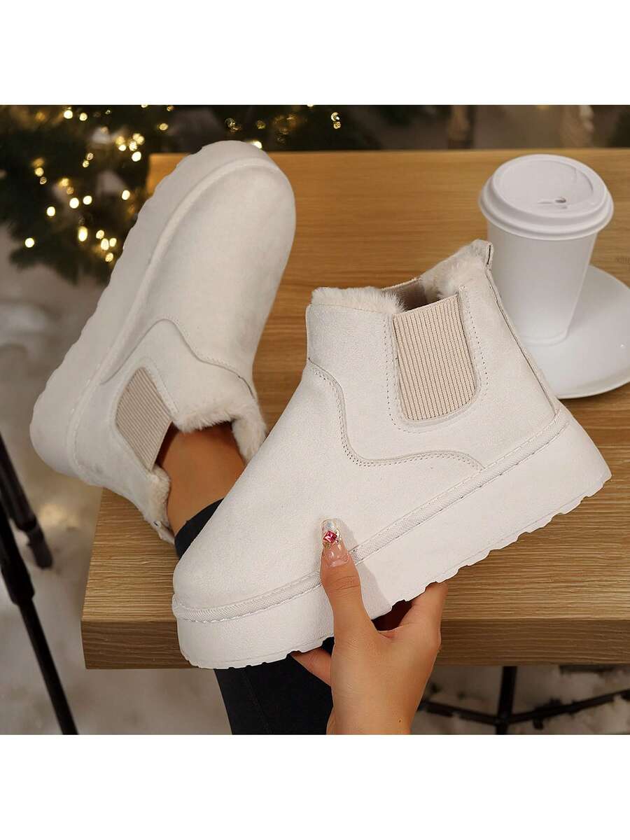 Women's Suede Winter Platform Boots Fuzzy Fluffy Boots Outdoor Mensa