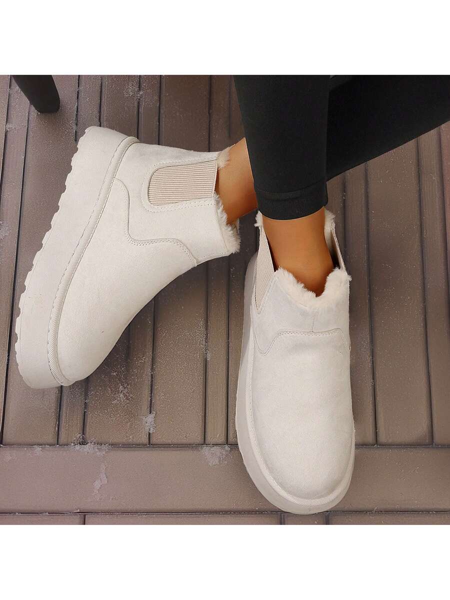 Women's Suede Winter Platform Boots Fuzzy Fluffy Boots Outdoor Mensa