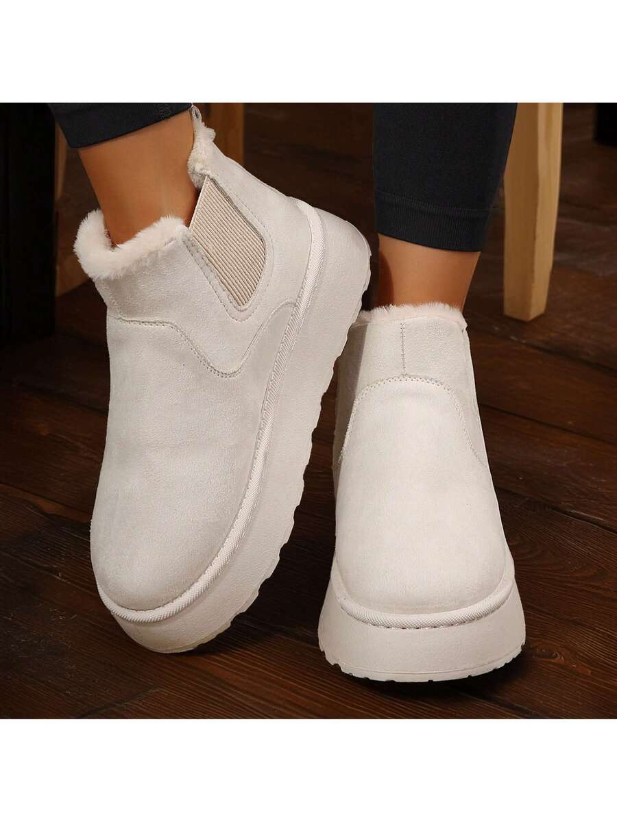Women's Suede Winter Platform Boots Fuzzy Fluffy Boots Outdoor Mensa