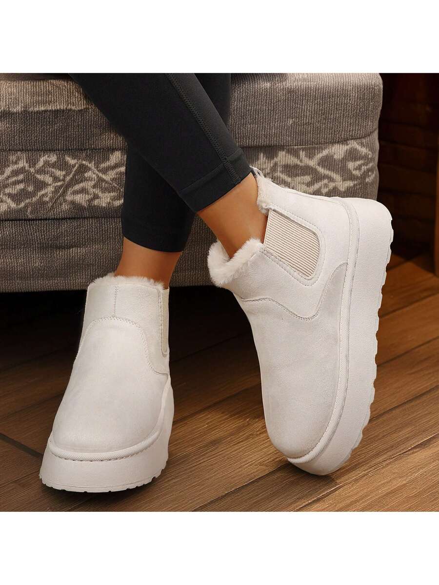 Women's Suede Winter Platform Boots Fuzzy Fluffy Boots Outdoor Mensa