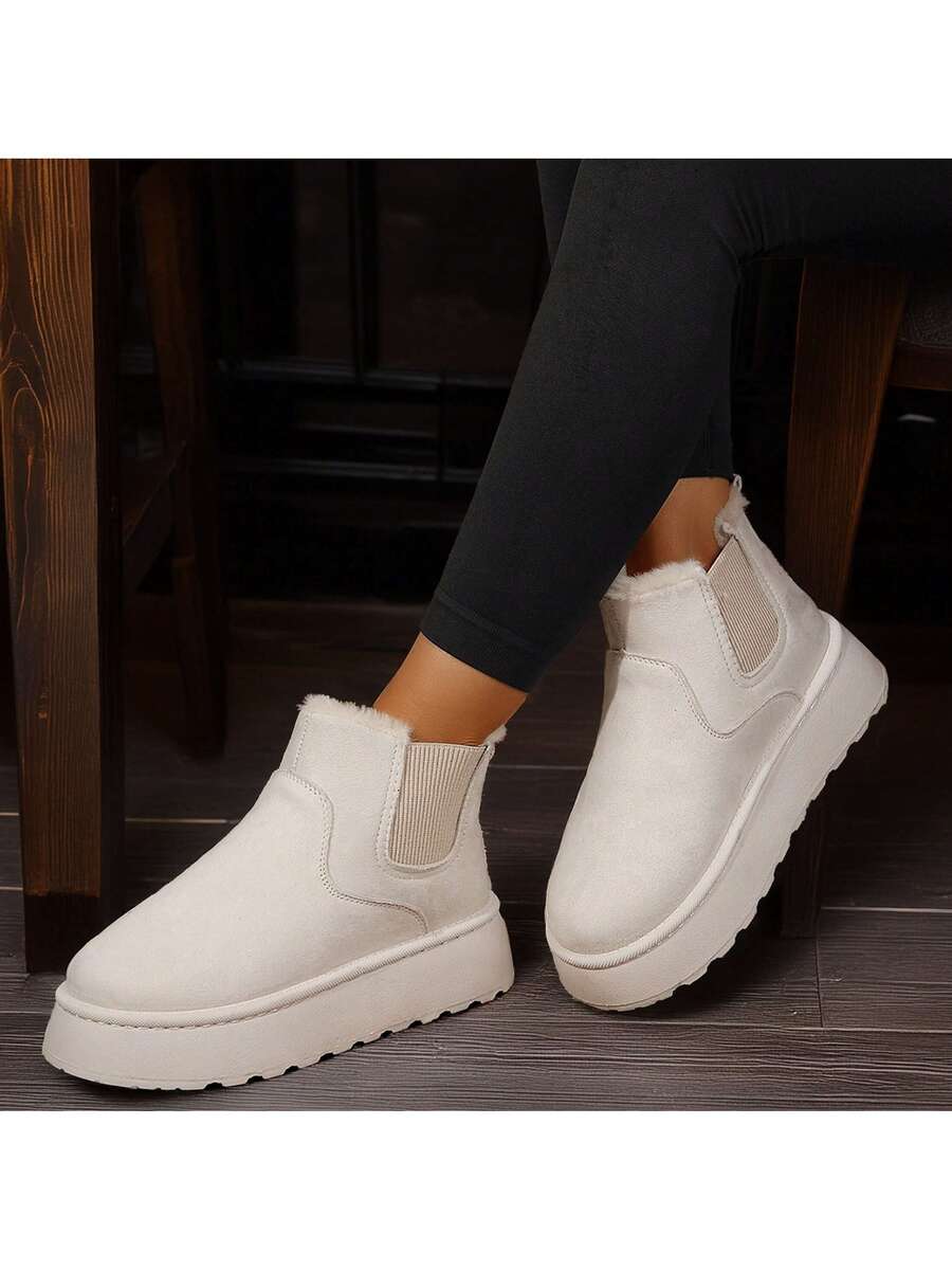 Women's Suede Winter Platform Boots Fuzzy Fluffy Boots Outdoor Mensa