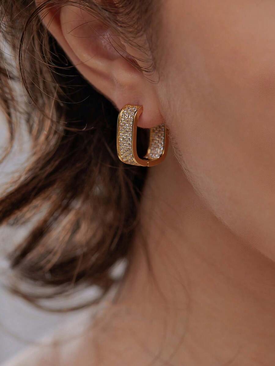 Women's Chunky Gold Hoop Earrings, Water Drop, Twisted and Pavé U-Shaped Minimalist Statement Earrings