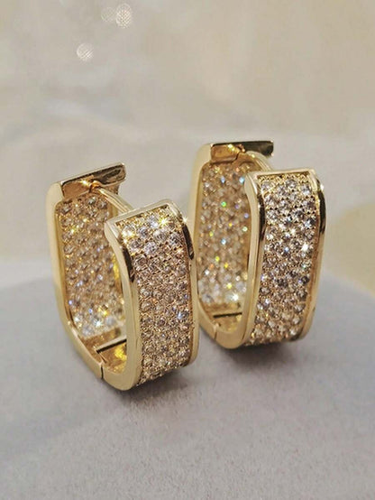 Women's Chunky Gold Hoop Earrings, Water Drop, Twisted and Pavé U-Shaped Minimalist Statement Earrings