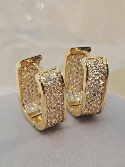Women's Chunky Gold Hoop Earrings, Water Drop, Twisted and Pavé U-Shaped Minimalist Statement Earrings