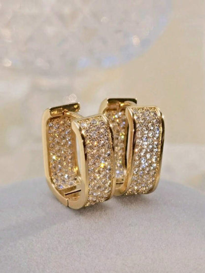 Women's Chunky Gold Hoop Earrings, Water Drop, Twisted and Pavé U-Shaped Minimalist Statement Earrings