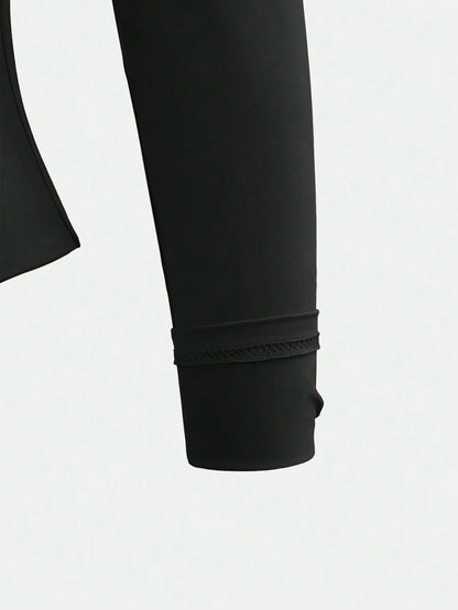 Aurora Slim Fit Round Neck Long Sleeve Tee - Black