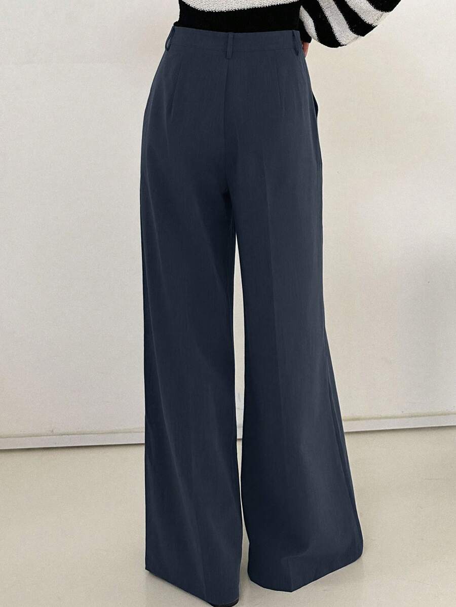 Women's Wide Leg Tailored Trousers, High Waisted Stretch Dress Pants for Work Office - Black