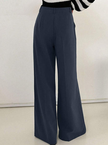 Women's Wide Leg Tailored Trousers, High Waisted Stretch Dress Pants for Work Office - Black
