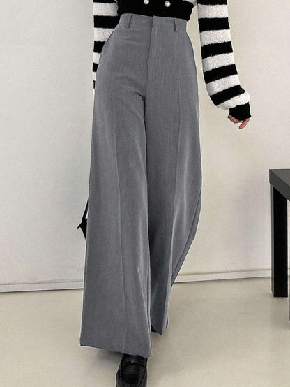 Women's Wide Leg Tailored Trousers, High Waisted Stretch Dress Pants for Work Office - Apricot