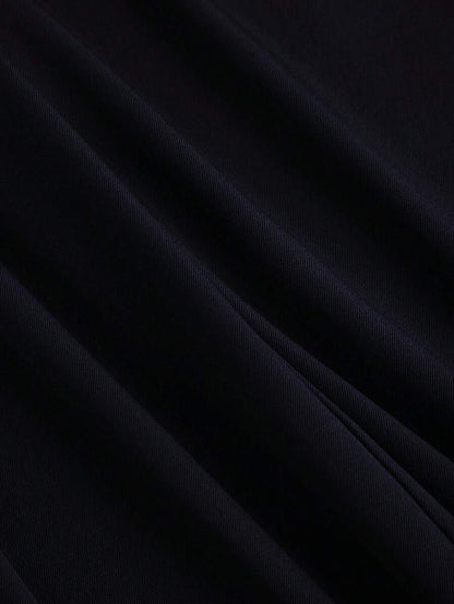 Katya Pleated Wide Leg Pants Tailored High Rise Trousers - Midnight Navy