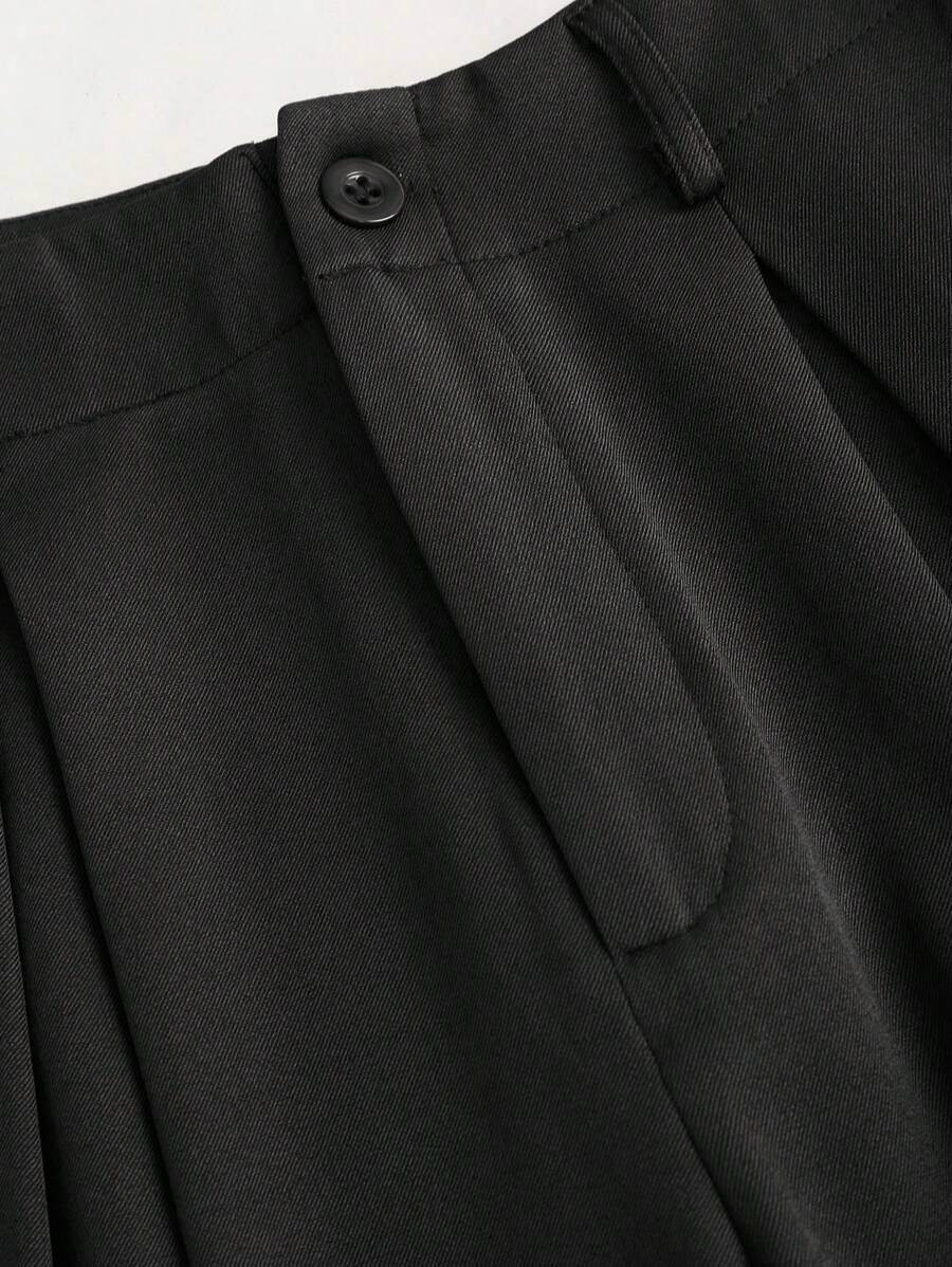 Katya Pleated Wide Leg Pants Tailored High Rise Trousers - Charcoal Grey