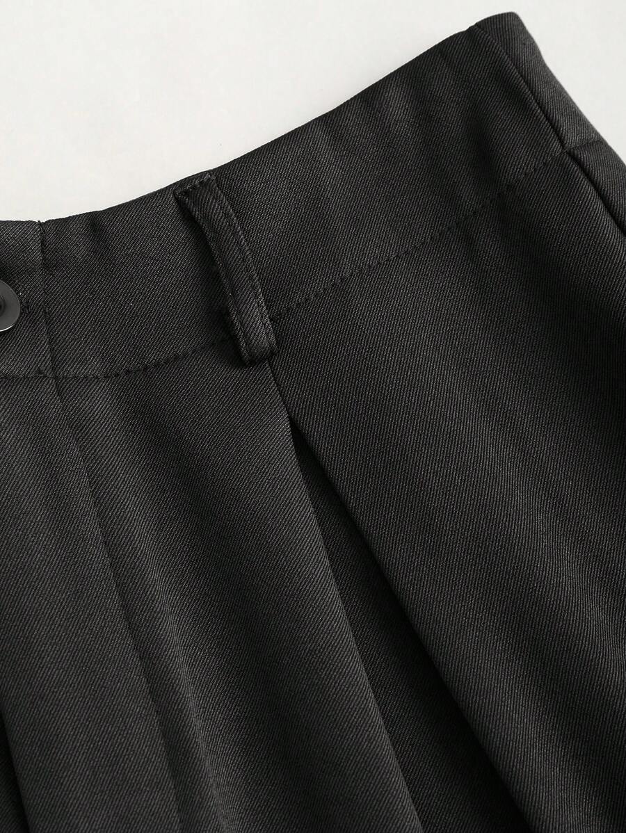 Katya Pleated Wide Leg Pants Tailored High Rise Trousers - Charcoal Grey
