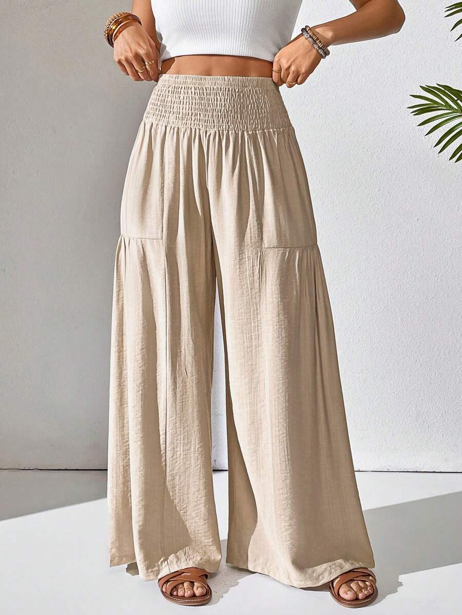 Breezaya Women's Solid Color Drawstring Pocket Simple Casual Wide Leg Loose Pants Fall Cloth For Women Mensa