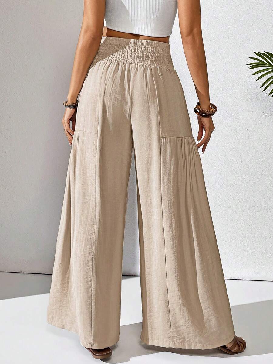 Breezaya Women's Solid Color Drawstring Pocket Simple Casual Wide Leg Loose Pants Fall Cloth For Women Mensa