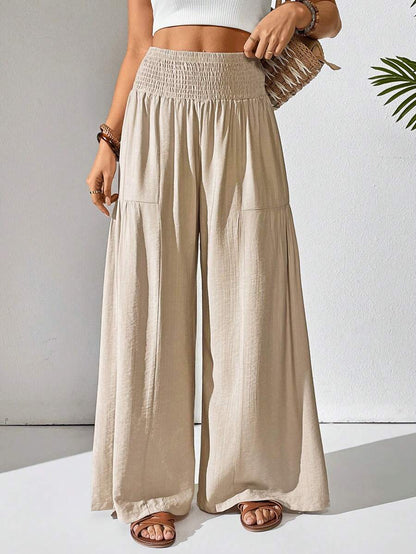 Breezaya Women's Solid Color Drawstring Pocket Simple Casual Wide Leg Loose Pants Fall Cloth For Women Mensa