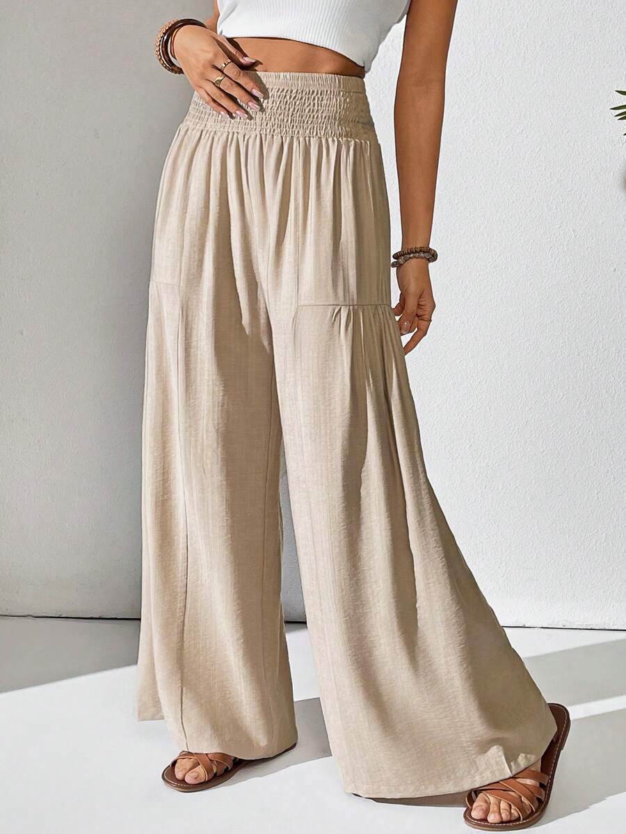 Breezaya Women's Solid Color Drawstring Pocket Simple Casual Wide Leg Loose Pants Fall Cloth For Women Mensa