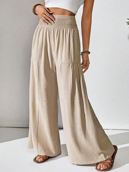 Breezaya Women's Solid Color Drawstring Pocket Simple Casual Wide Leg Loose Pants Fall Cloth For Women Mensa