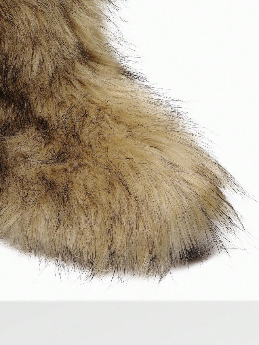 Women Winter Boots Fluffy Flat Snow Boots Slip-On Furry Boots Ladies Shoes Go With Dress Great For Festival And Party Occasion Mid-Calf Boots Mensa