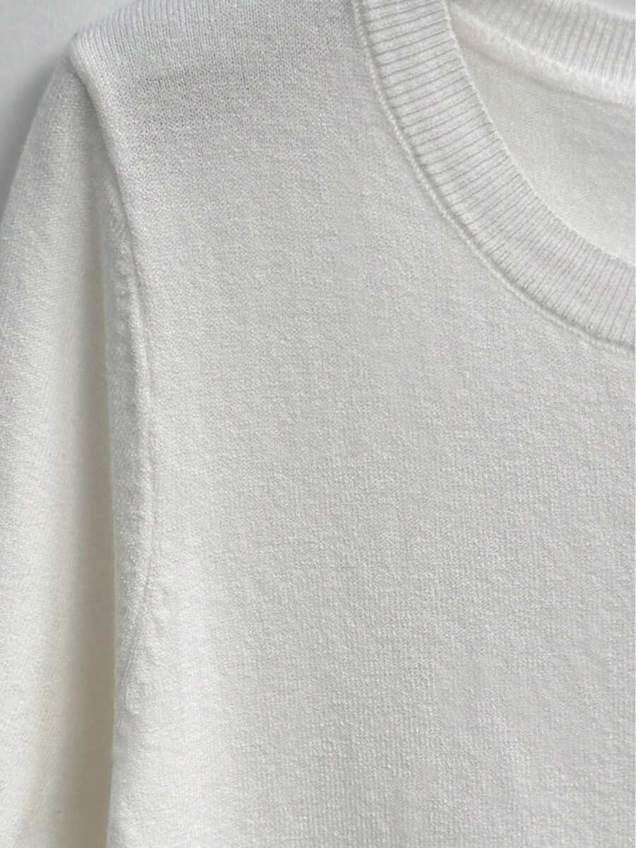 Women's Fine Rib Knit Short Sleeve Top, Fitted Stretch Tee for Layering and Work - Grey
