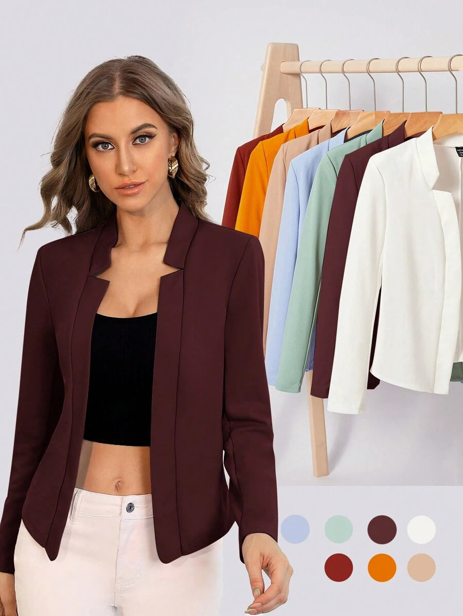 Cora Open Front Knit Blazer Jacket - Grey