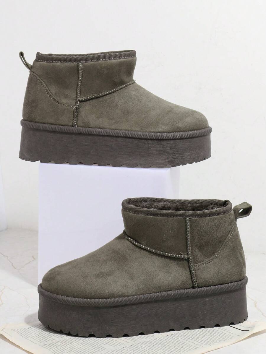 SHUZIA Women's Versatile Faux Suede Slip On Lug Sole Ankle Booties For Warm Mensa