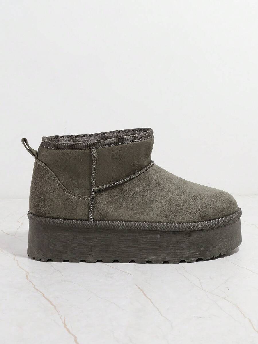 SHUZIA Women's Versatile Faux Suede Slip On Lug Sole Ankle Booties For Warm Mensa
