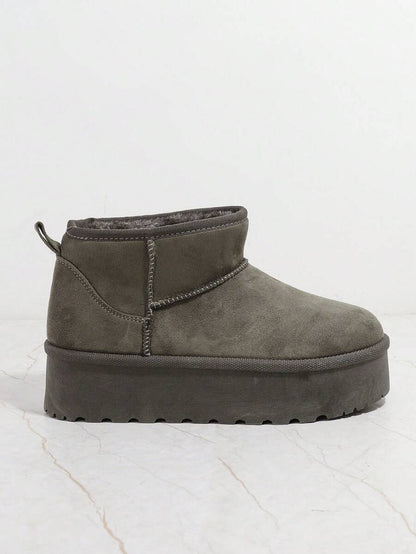 SHUZIA Women's Versatile Faux Suede Slip On Lug Sole Ankle Booties For Warm Mensa