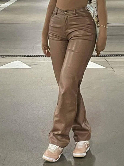 Durango High Waist Faux Leather Straight Leg Pants