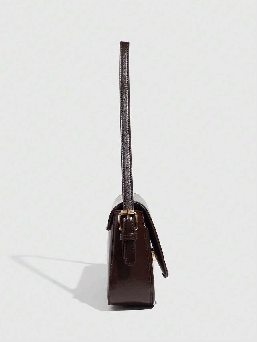 Riga Patent Faux Leather Flap Shoulder Bag