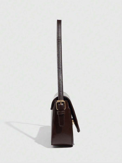 Riga Patent Faux Leather Flap Shoulder Bag
