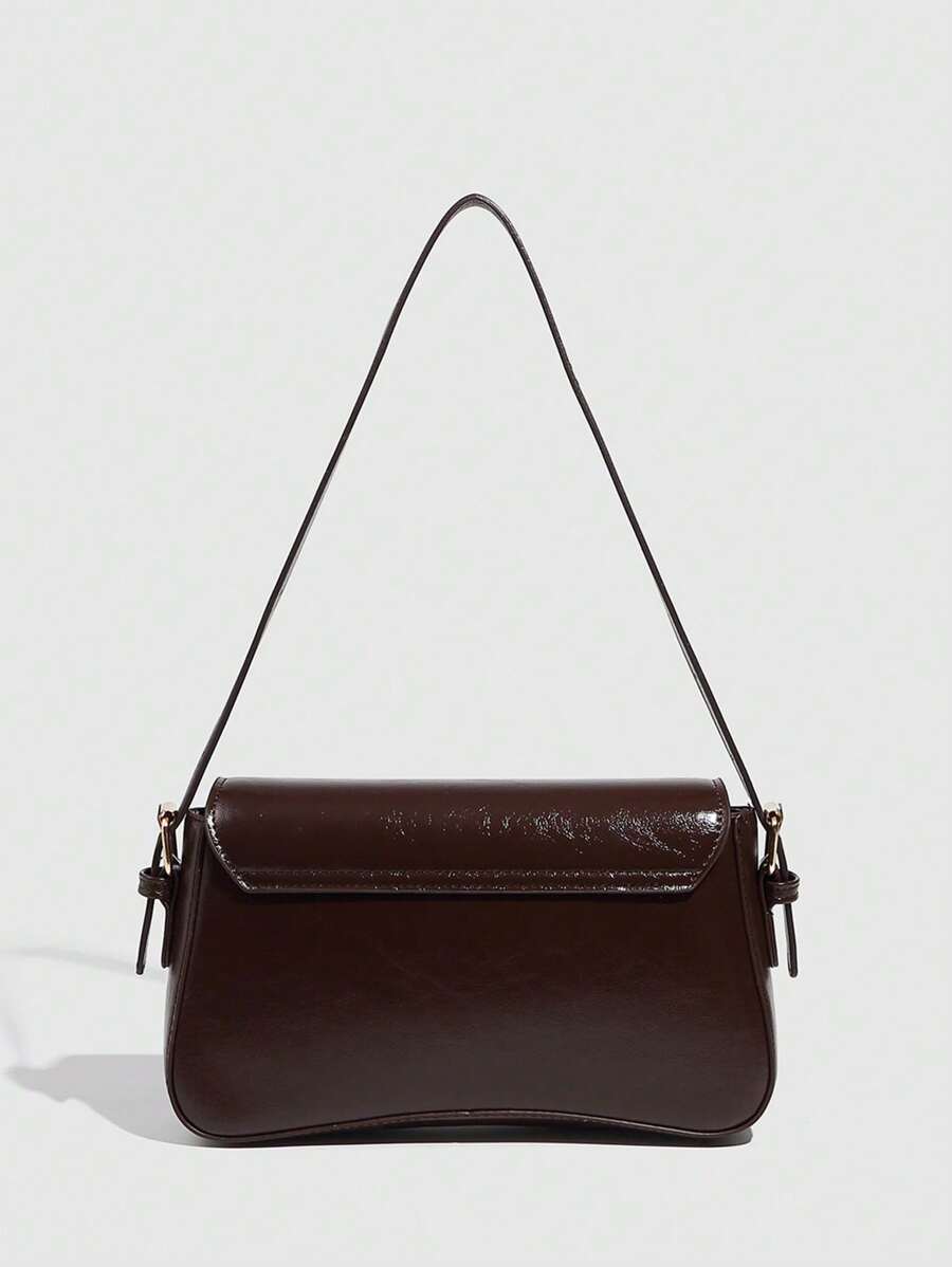 Riga Patent Faux Leather Flap Shoulder Bag