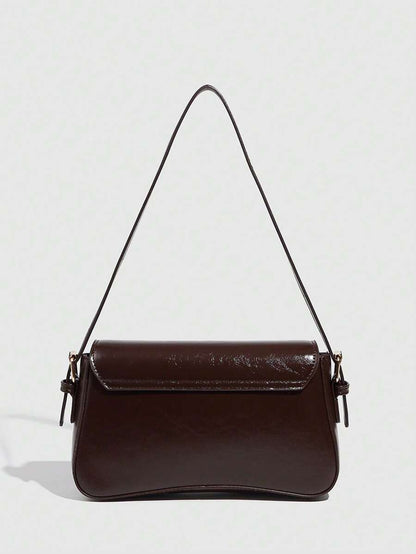Riga Patent Faux Leather Flap Shoulder Bag