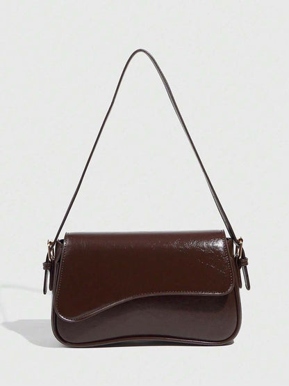 Riga Patent Faux Leather Flap Shoulder Bag