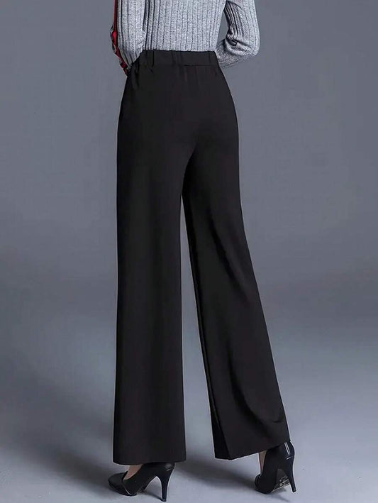 Estella Pressed Seam Straight Leg Knit Trousers - Black