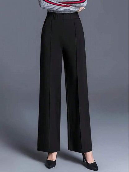 Estella Pressed Seam Straight Leg Knit Trousers - Black
