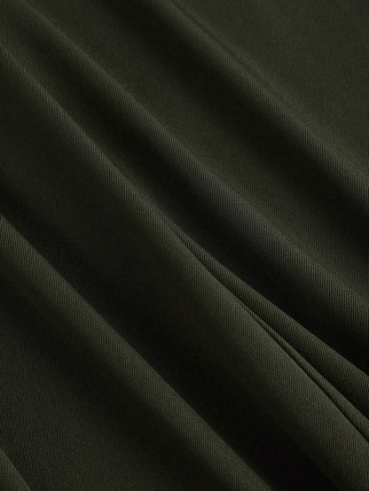 Katya Pleated Wide Leg Pants Tailored High Rise Trousers - Olive