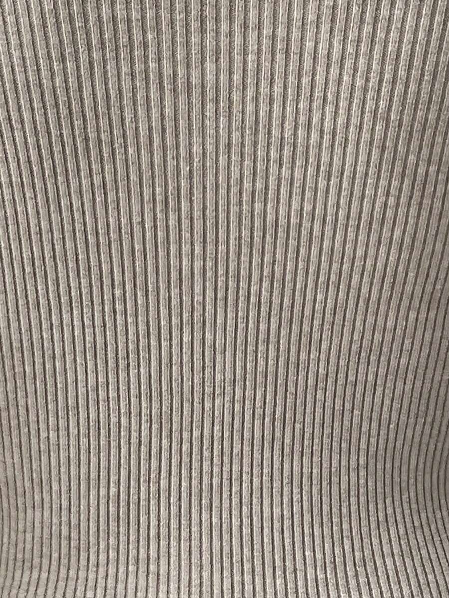 Verity Slim Ribbed Mock Neck Sweater Long Sleeve Pullover - Taupe