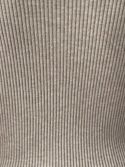 Verity Slim Ribbed Mock Neck Sweater Long Sleeve Pullover - Taupe