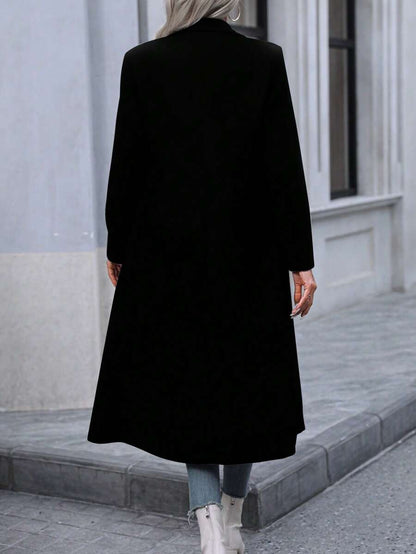 Graz Double Breasted Wool Look Long Overcoat