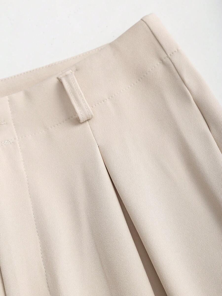 Katya Pleated Wide Leg Pants Tailored High Rise Trousers - Cream