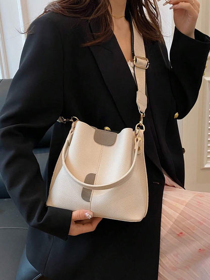 Lausanne Suede Look Bucket Bag with Wide Shoulder Strap