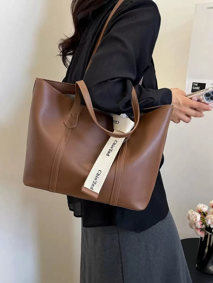 Tartu Large Faux Leather Shoulder Tote Bag