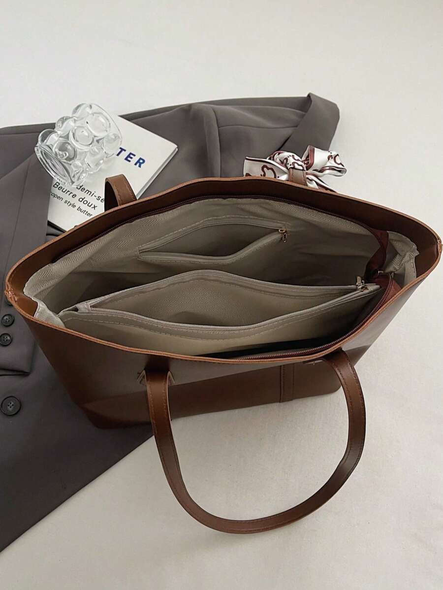 Tartu Large Faux Leather Shoulder Tote Bag