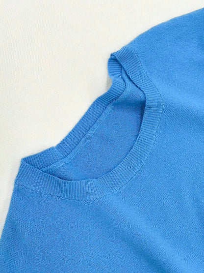 Women's Fine Rib Knit Short Sleeve Top, Fitted Stretch Tee for Layering and Work - Olive Green