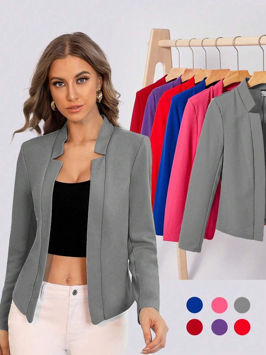Cora Open Front Knit Blazer Jacket - Black