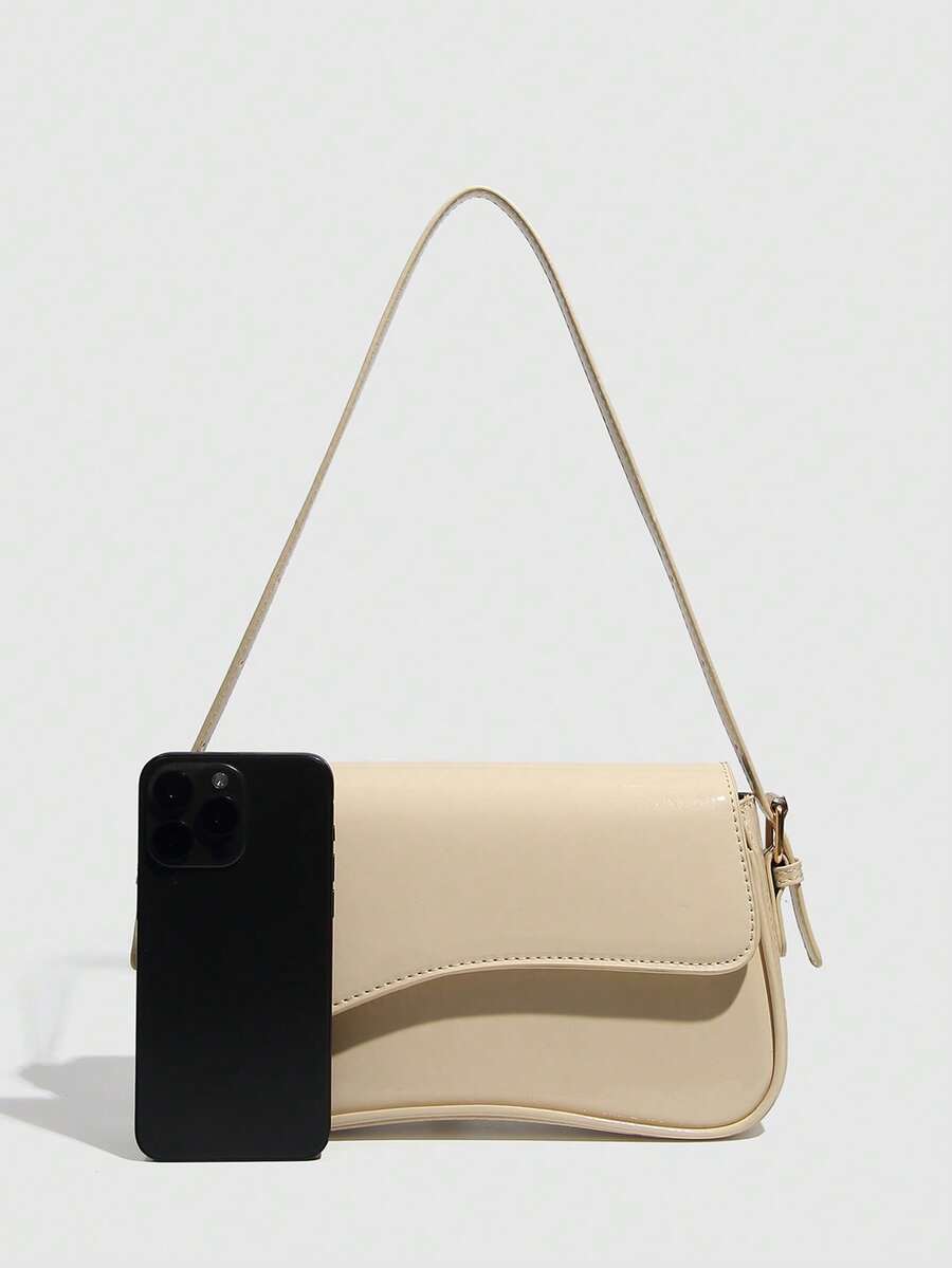 Riga Patent Faux Leather Flap Shoulder Bag