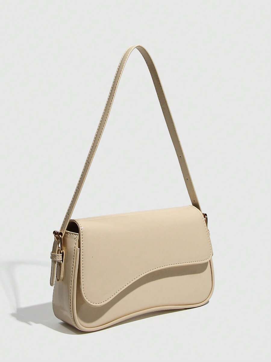 Riga Patent Faux Leather Flap Shoulder Bag