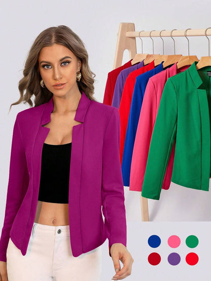 Cora Open Front Knit Blazer Jacket - Baby Blue