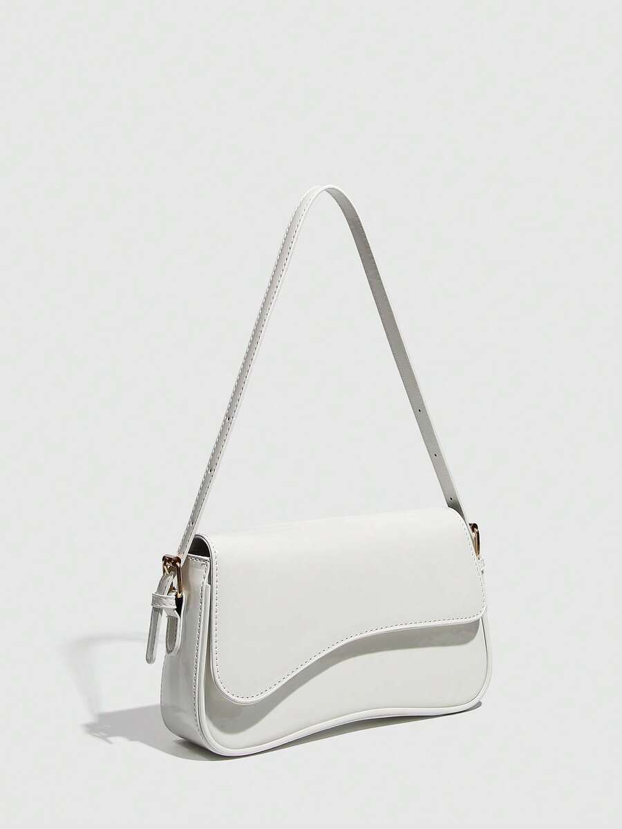Riga Patent Faux Leather Flap Shoulder Bag
